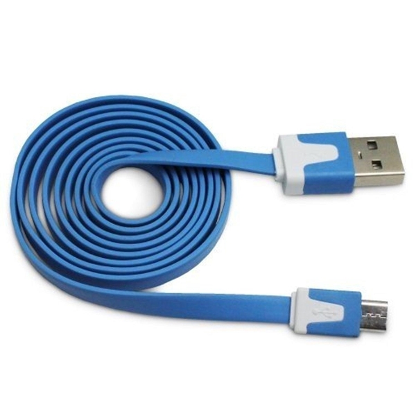 Picture of iS USB DATA CABLE FLAT APPLE IPHONE 5 5S 5C 5SE 6 6 PLUS light blue 