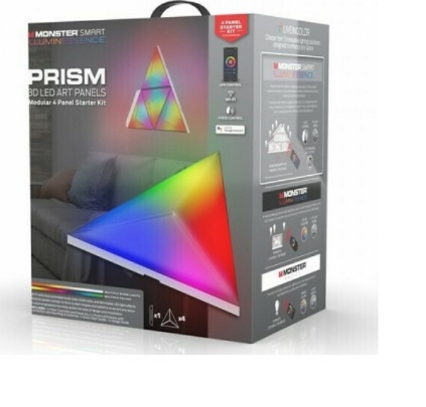 Picture of MONSTER ILLUMINESSENCE SMART PRISM 3D LED ART PANELS 4 pcs